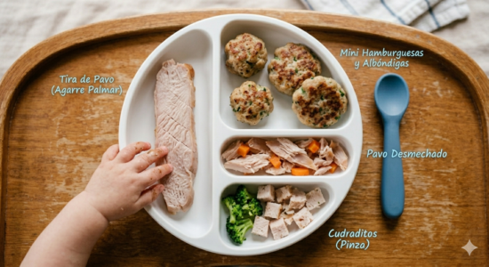 cortes de carne preparados para bebé en BLW de forma segura
