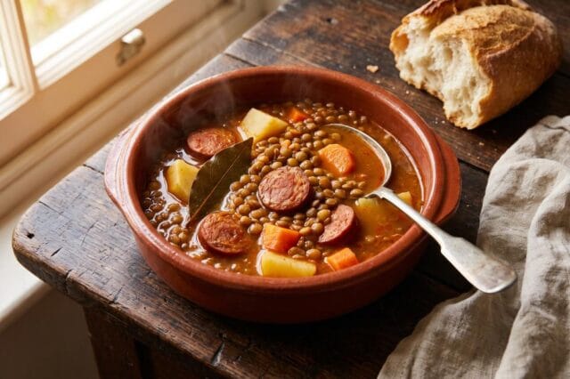 Lentejas guisadas con chorizo de pavo ecológico